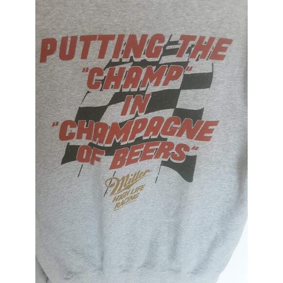 Junk Food Tees Miller High Life Racing Sweatshirt Gray M - Picture 4 of 5